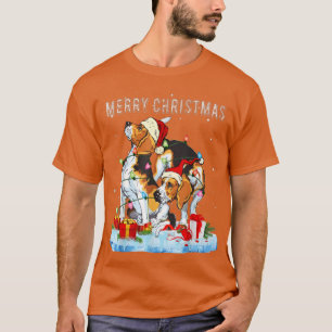 Camiseta Engraçado Beagle Luzes Feliz Cachorro de Natal