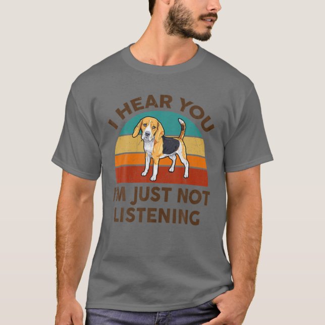 Camiseta Engraçado Beagle, ouvi-te que não estou a ouvir (Frente)