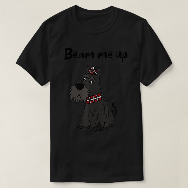 Camiseta Engraçado, beam-me, Scottie Dog Pun (Frente do Design)