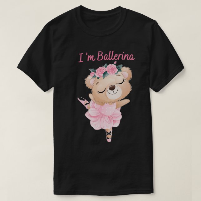 Camiseta Engraçado Bear Panda Ballerina para Balé loverball (Frente do Design)