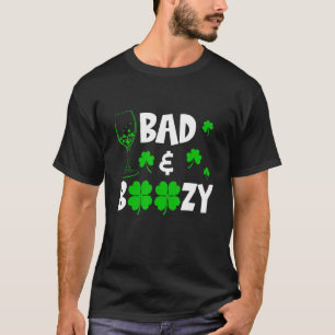 Camiseta Engraçado Bebendo De Shamrock Mau E Boozinho St Pa