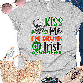 Camiseta Engraçado Bebendo Irlandês Beija-Me Dia de São Pat