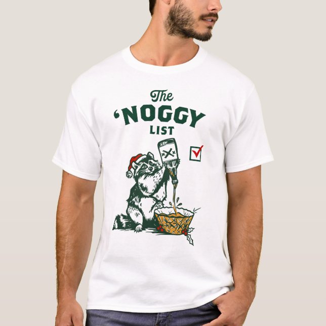 Camiseta Engraçado Bebendo Papai noel de Natal Gift da Racc (Frente)