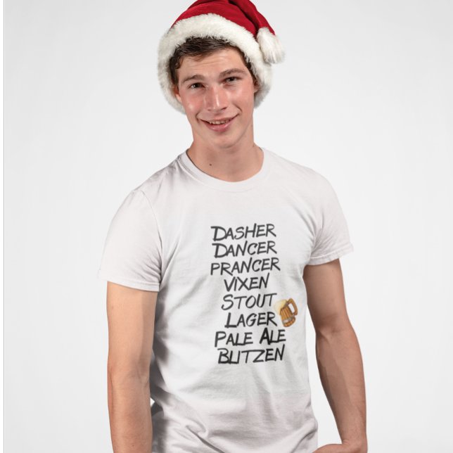 Camiseta Engraçado Beer Reindeer Nomeia Férias de Natal (Criador carregado)