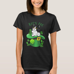 Camiseta Engraçado Beija-Me Munchkin Cat Shamrock Clover pa