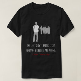Camiseta Engraçado Bernard Shaw, citação, certo, preto erra