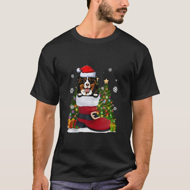 Camiseta Engraçado Bernese Mountian no Natal Feio Calçado (Frente)