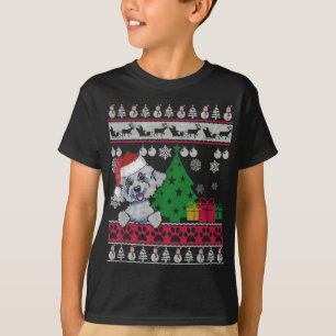 Camiseta Engraçado Bichon Frise Natal Fez Amor A Cachorro F