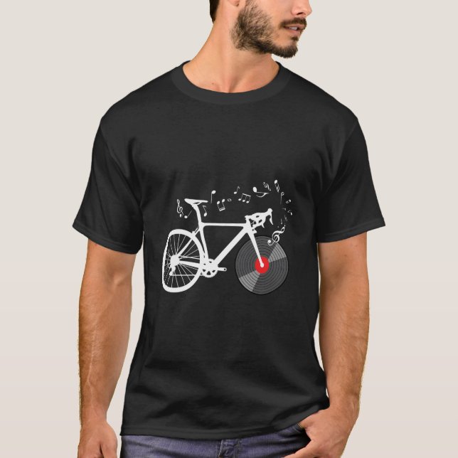 Camiseta Engraçado Bicicleta Vinil Record Music Notes Gift (Frente)