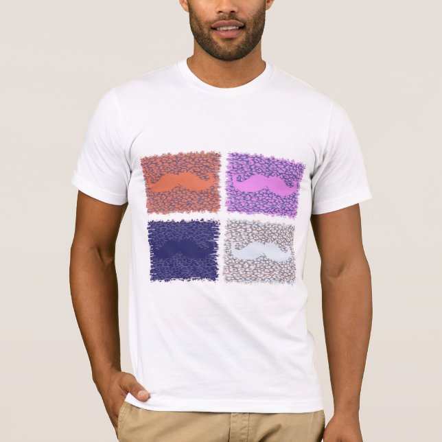 Camiseta Engraçado bigode na pele do leopardo 8 (Frente)