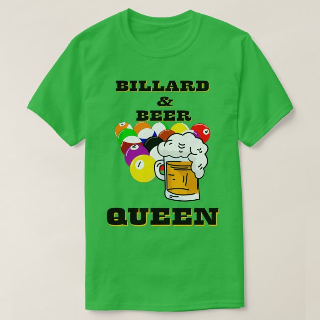 Camiseta Engraçado BILLARD BEER RAINHA para senhoras e Mães (Frente do Design)
