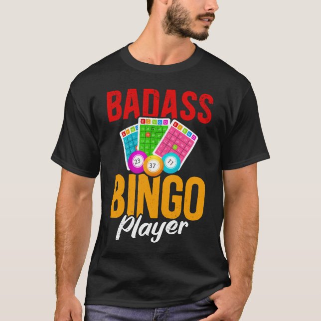 Camiseta Engraçado Bingo Balls Sarcástico Jogador de Bingo (Frente)