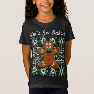 Camiseta Engraçado Biscoito de Natal Gingerbird Homem Vamos
