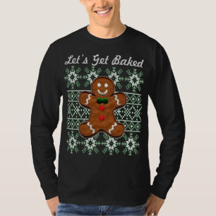Camiseta Engraçado Biscoito de Natal Gingerbird Homem Vamos