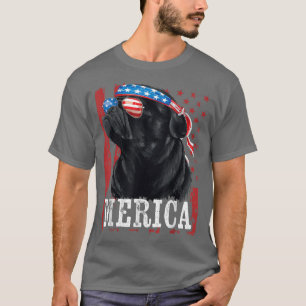 Camiseta Engraçado Black Pug 4 de julho Cachorro Mãe Pai Me