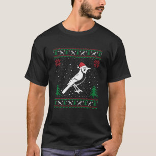 Camiseta Engraçado Blue Jay Bird Aproxima Santa Hat Ugly Ch