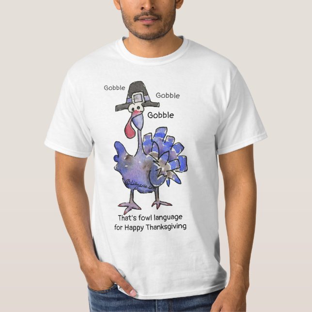 Camiseta Engraçado Blue Turkey Gobble T Shirt (Frente)