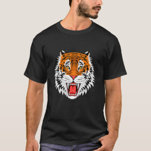 Camiseta Engraçado Boca Aberta Bengala Tiger Aniversário