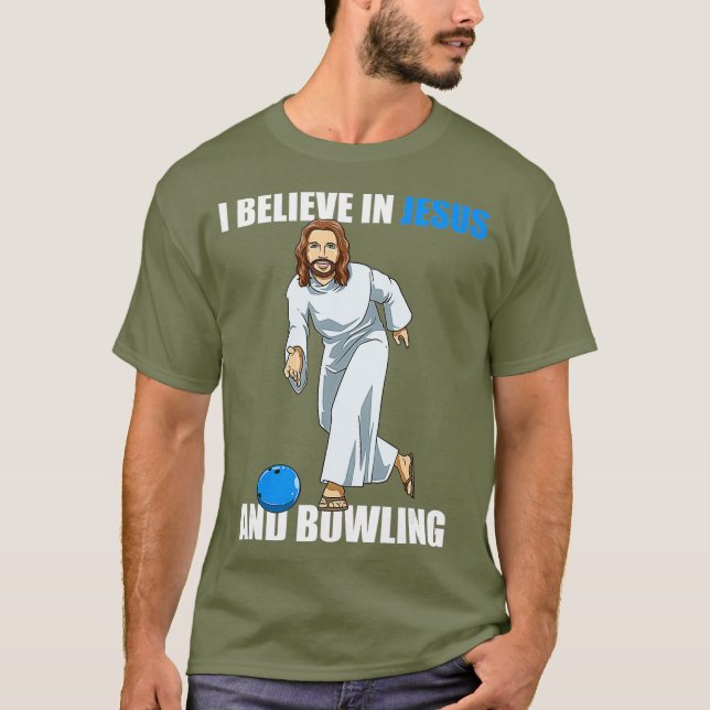 Camiseta Engraçado Boliche Jesus Presente (Frente)