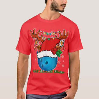 Camiseta Engraçado Boliche Santa Hat Reindeer Cristo do Nat