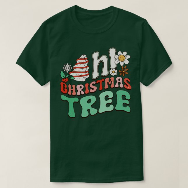 Camiseta Engraçado Bolo de Árvore de Natal (Frente do Design)