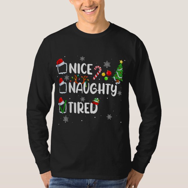 Camiseta Engraçado Bom Paraíso de Natal Cansado (Frente)