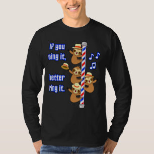Camiseta Engraçado, Bonito Cantando Largas Em Um