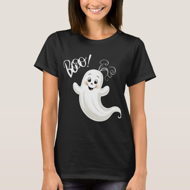 Camiseta Engraçado Boo Fantasma Clássico do Halloween Figur (Frente)