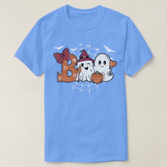 Camiseta Engraçado Boo Halloween Pumpkin Ghost Costume (Frente do Design)