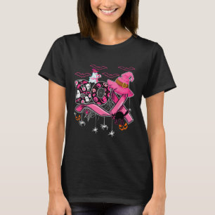 Camiseta Engraçado Boo Pumpkin Witch Pink Friso Cancer