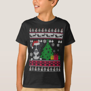 Camiseta Engraçado Borda Collie Natal Feio Cachorro Louco L