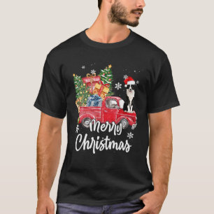 Camiseta Engraçado Borda Collie Ride Red Truck Feliz Natal