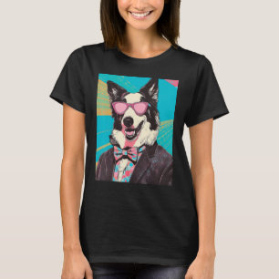 Camiseta Engraçado Border Collie Vestindo Óculos De Sol Par