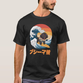 Camiseta Engraçado Bordoodle Japonês Kanagawa Cão-Onda