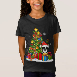 Camiseta Engraçado Boston Terrier Árvore de Natal Light Dog