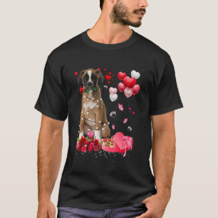 Camiseta Engraçado Boxer Rosa Heart Feliz Dia dos Namorados