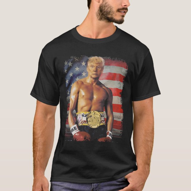 Camiseta Engraçado Boxer Trump Trump Rocky Meme (Frente)