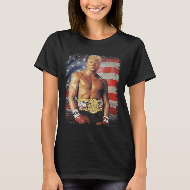 Camiseta Engraçado Boxer Trump Trump Rocky Meme (Frente)