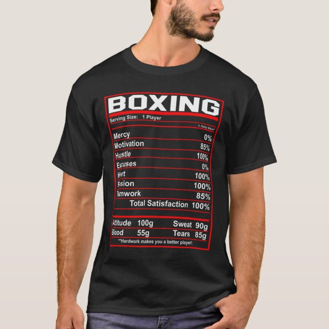 Camiseta Engraçado Boxing Nutrition Facts Boxer (Frente)