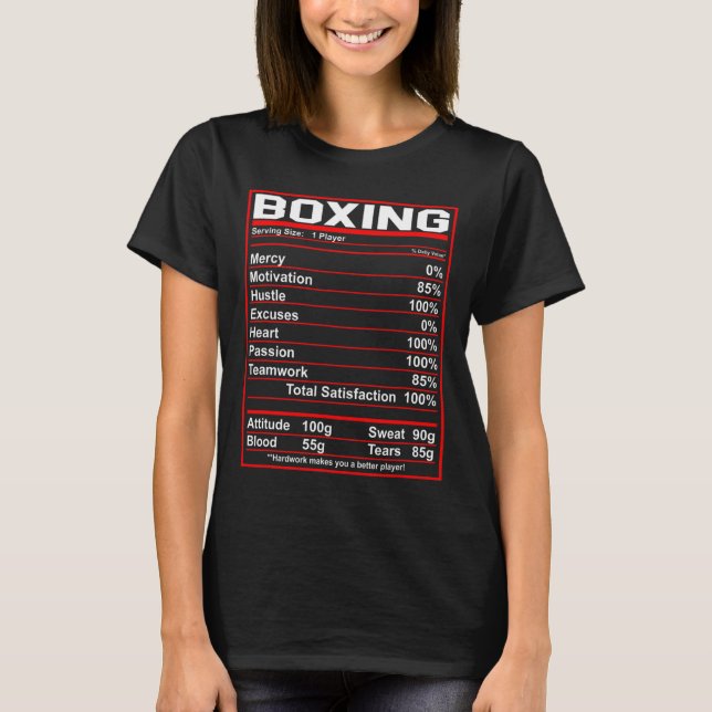 Camiseta Engraçado Boxing Nutrition Facts Boxer (Frente)