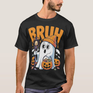 Camiseta Engraçado Bruh Ghost Costume para Casais - Cute Ha