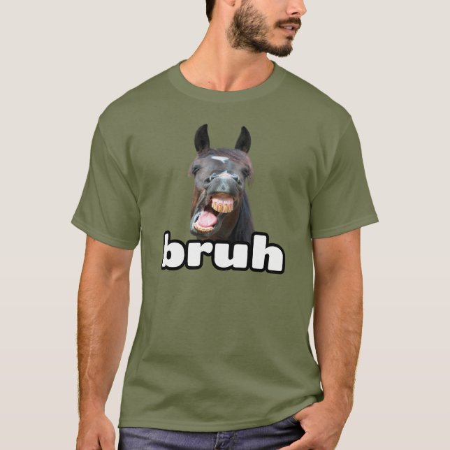 Camiseta Engraçado Bruh Horse (Frente)