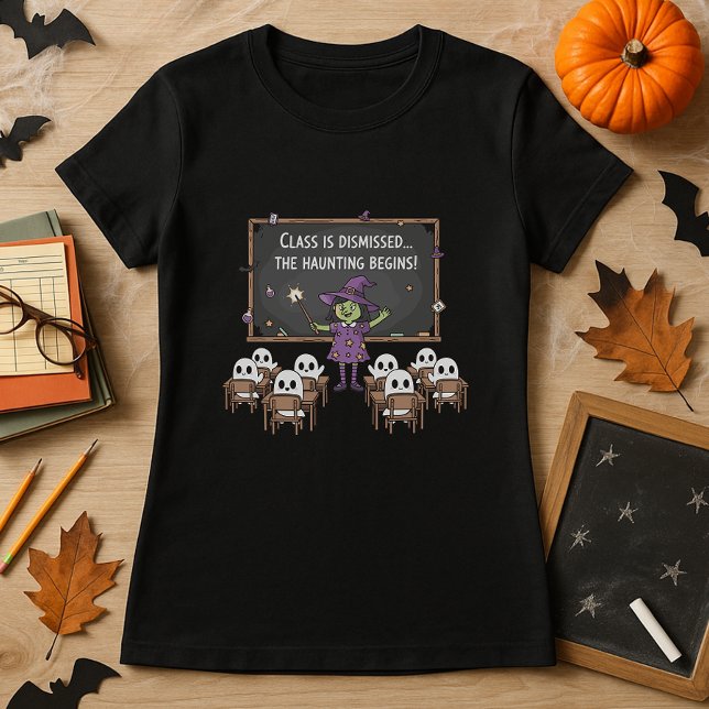 Camiseta Engraçado Bruxa de Halloween Professor e Estudante (Criador carregado)