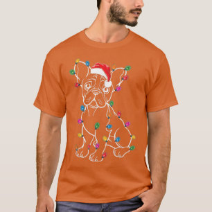 Camiseta Engraçado Buldogue francês Luzes de Natal Xmas Paj