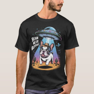 Camiseta Engraçado Bulldog Francês OVNI Abdução de Alieníge
