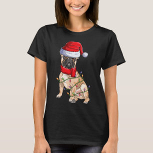 Camiseta Engraçado Bulldog Santa Claus Roupa, Christma