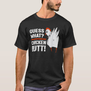Camiseta Engraçado Bumbum de frango adivinha o Design branc