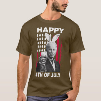 Camiseta Engraçado Bunny Ears Biden Feliz 4 De Julho Para A