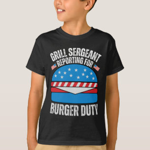 Camiseta Engraçado Burger Amante Americano Flag Feliz 4º De