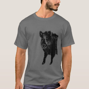 Camiseta Engraçado Caçador de Javalis Selvagens Caçando Ves